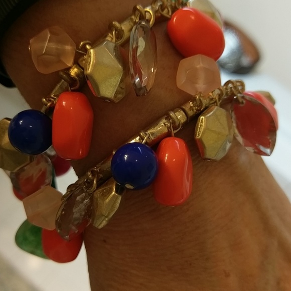 Set of two Boho bracelets gold multi color NEW - Picture 7 of 7